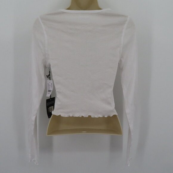 Pacsun Playboy Club Womens Small Ruffle Hem Long Sleeve Crop Tee T Shirt Top NEW - Picture 7 of 13